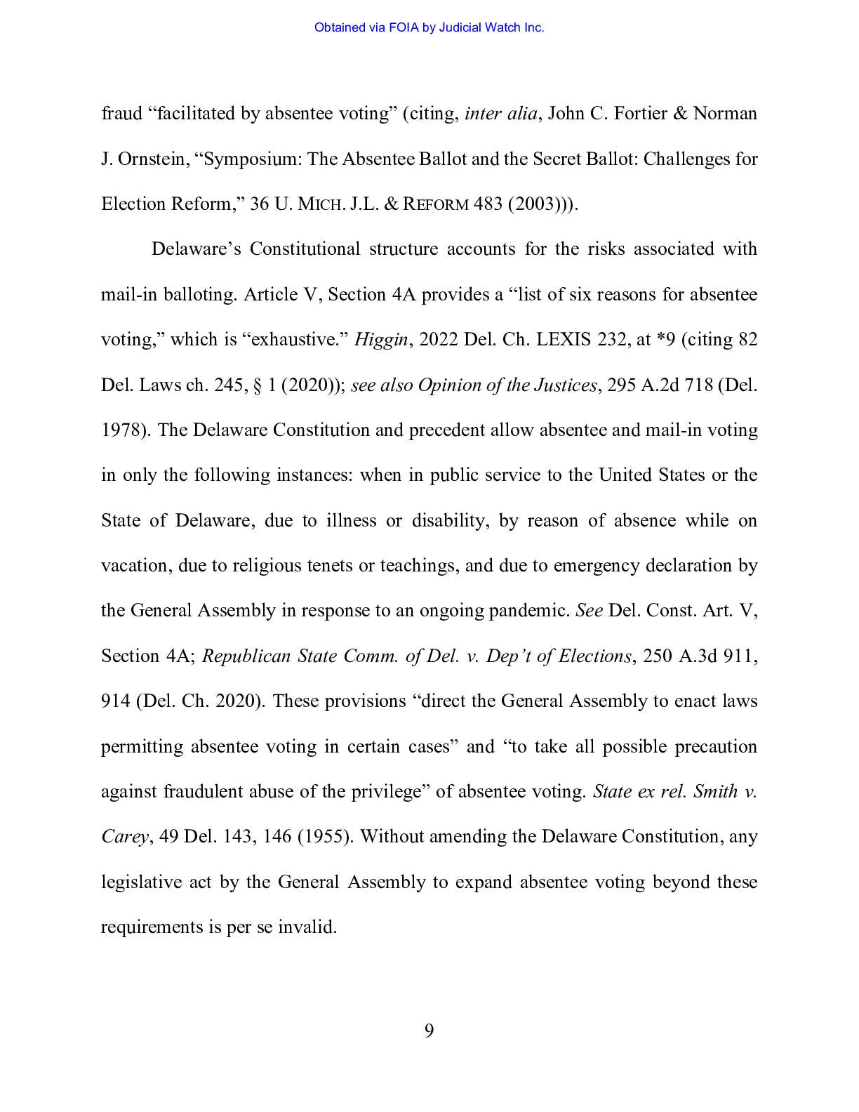 Albence v Higgin et al. DE Vote by Mail amicus 342...