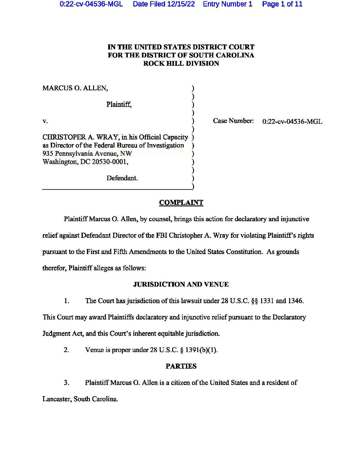 Allen v Wray Complaint 04536