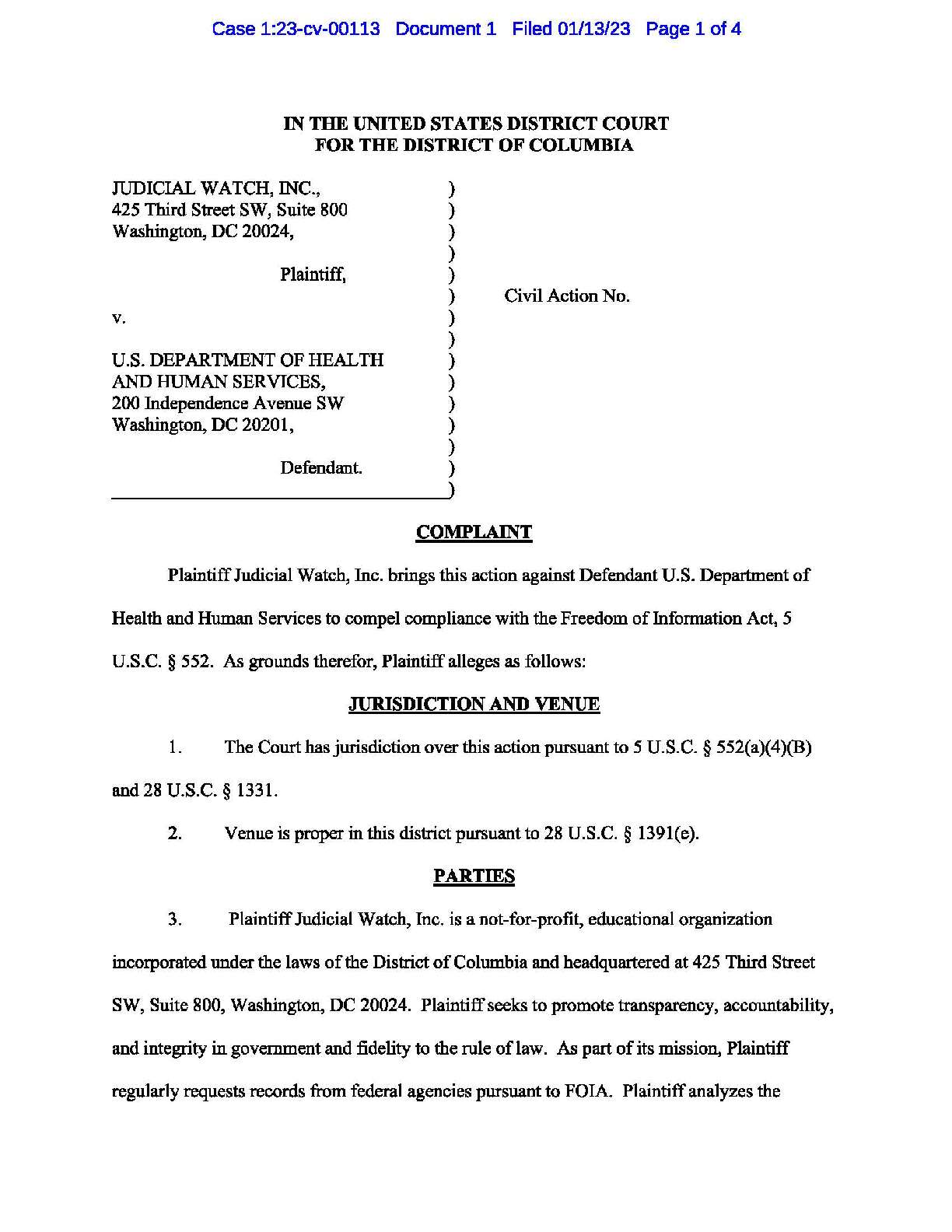 JW v. HHS Surgeon Gen complaint 00113