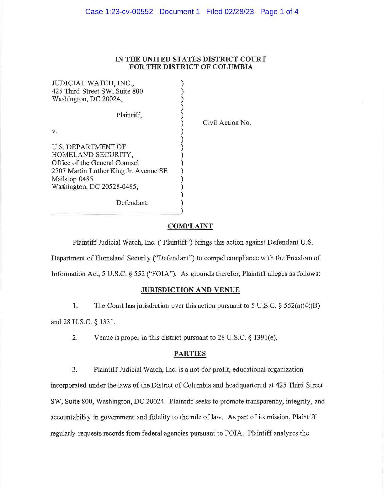 JW v DHS Cybersecurity Social Media complaint 00552