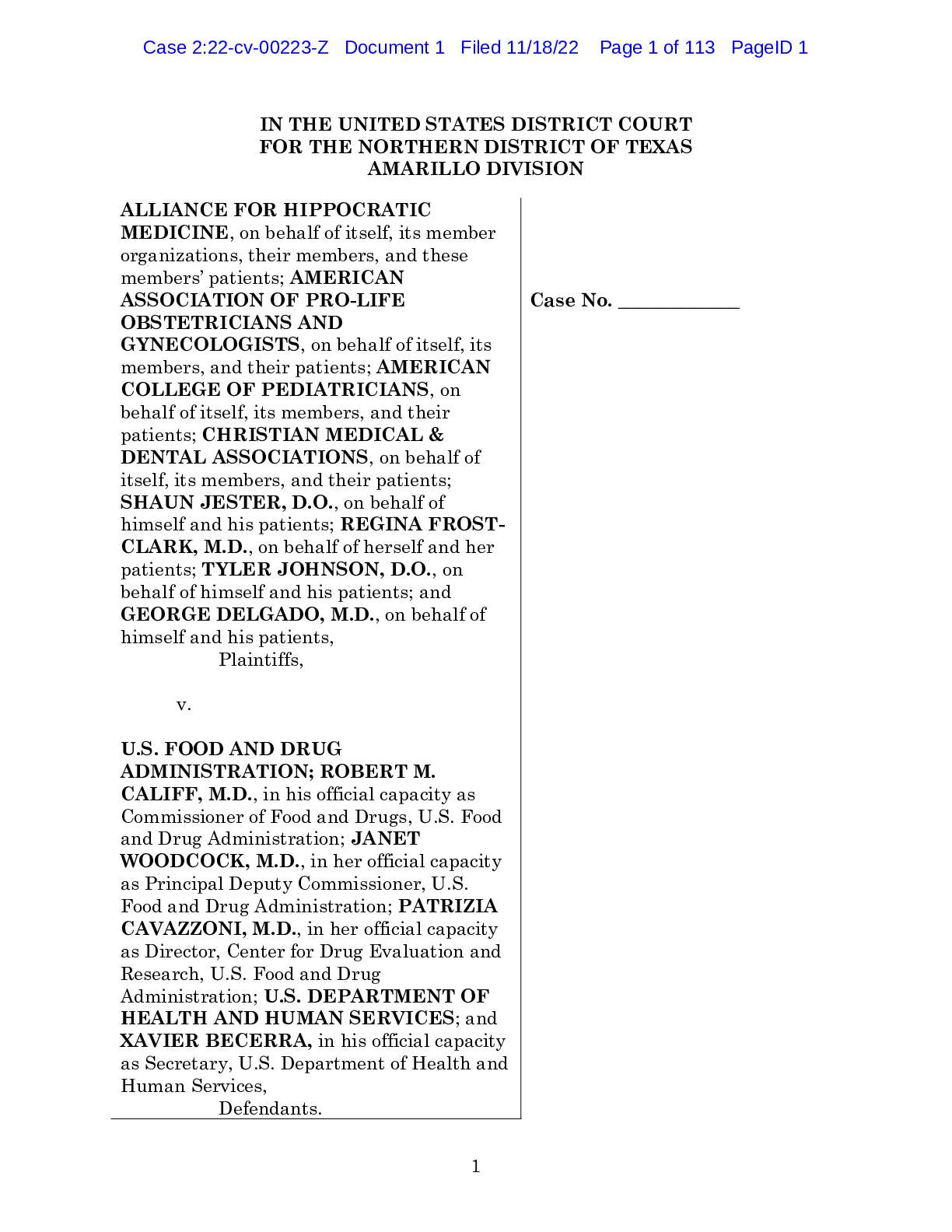 Alliance-for-Hippocratic-Medicine-v-FDA-Complaint ...