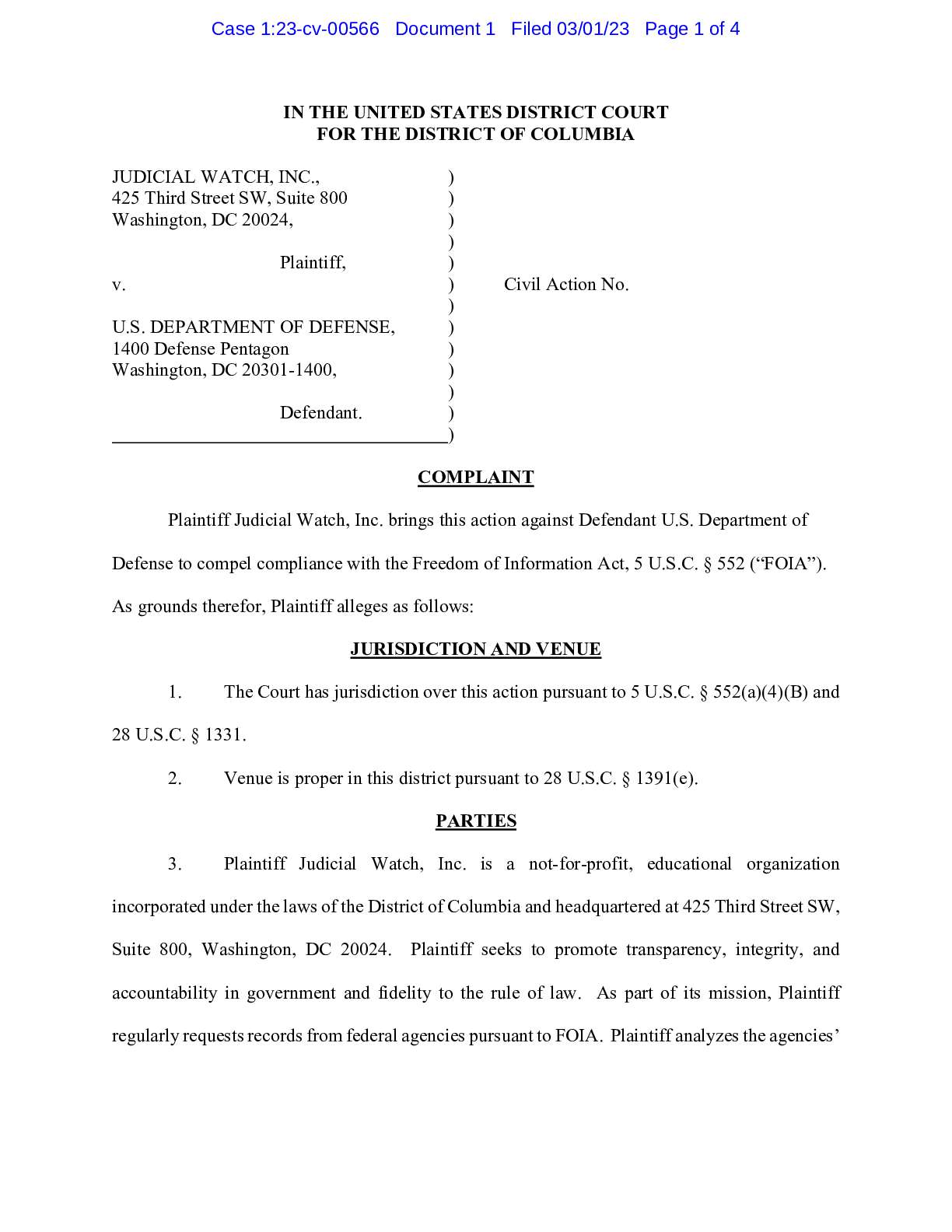 JW v DOD Navy false statements complaint 00566