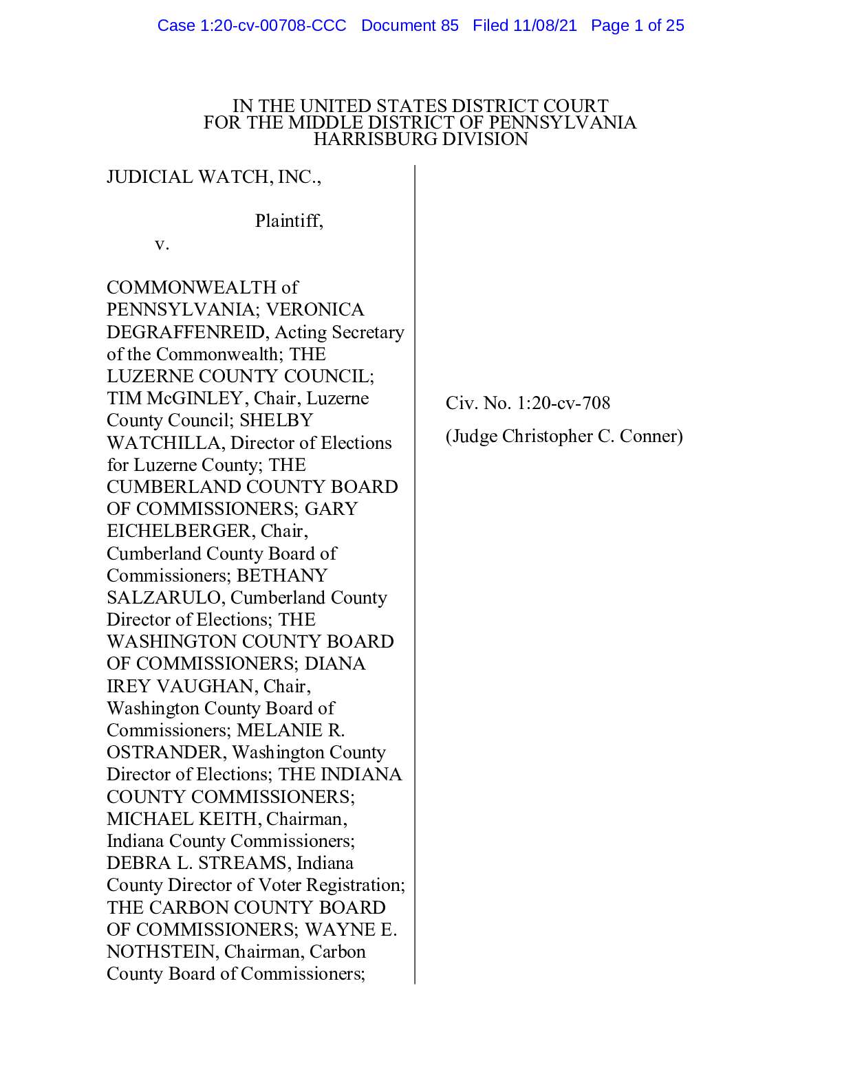 JW v PA NVRA complaint 06000 00708