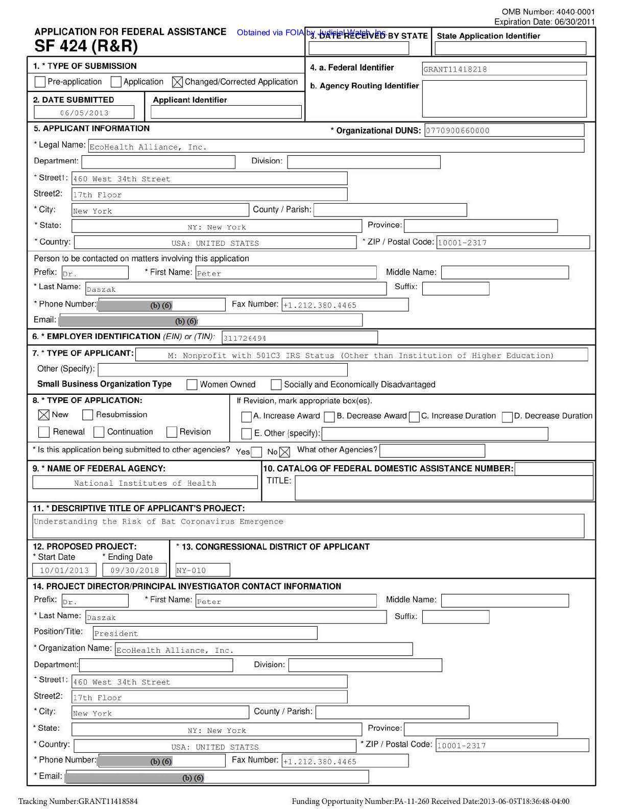 NIH EcoHealth Grant FOIA April 2023 pgs 10-154