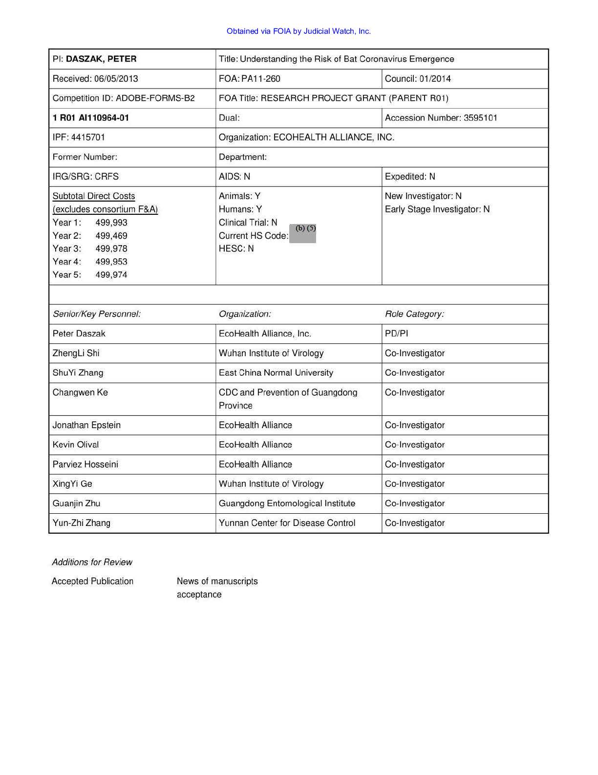 NIH EcoHealth Grant FOIA April 2023 pg 9