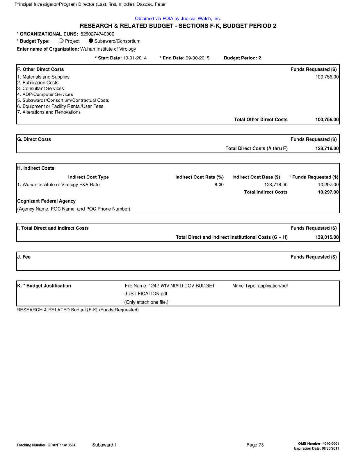 NIH EcoHealth Grant FOIA April 2023 pgs 82-92