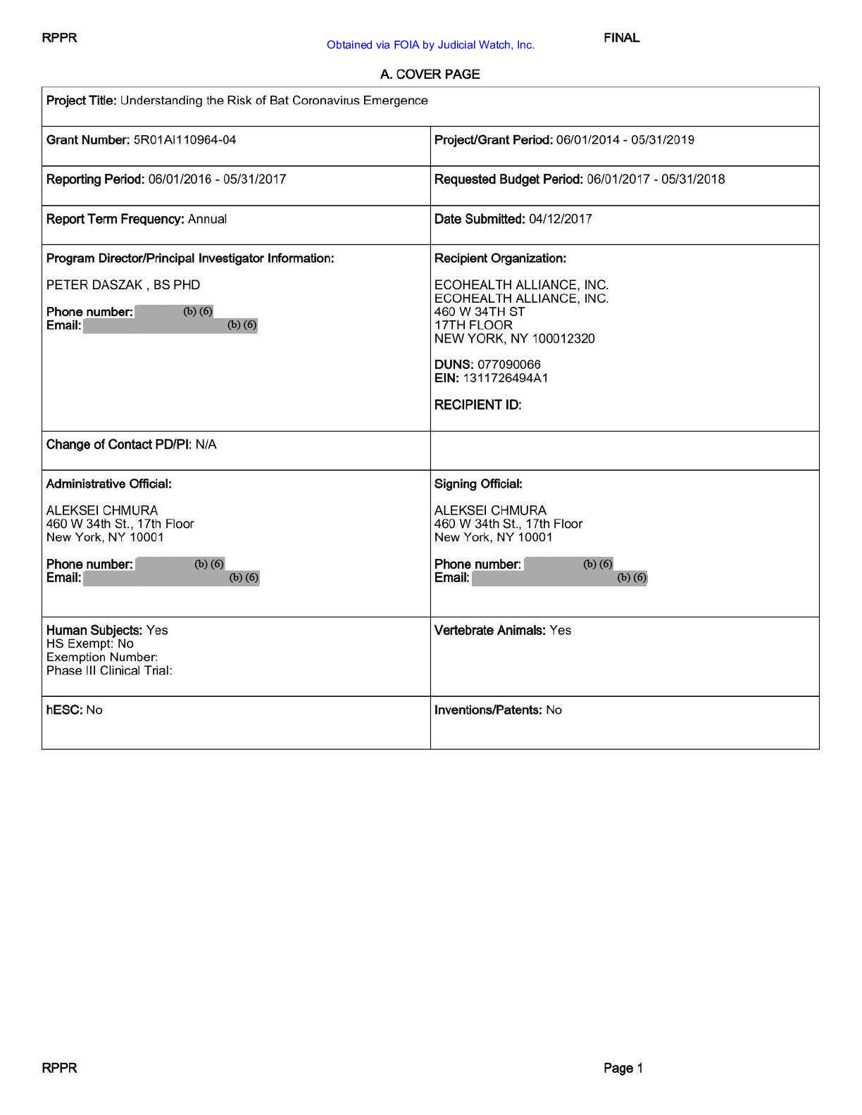 NIH EcoHealth Grant FOIA April 2023 pgs 231-263