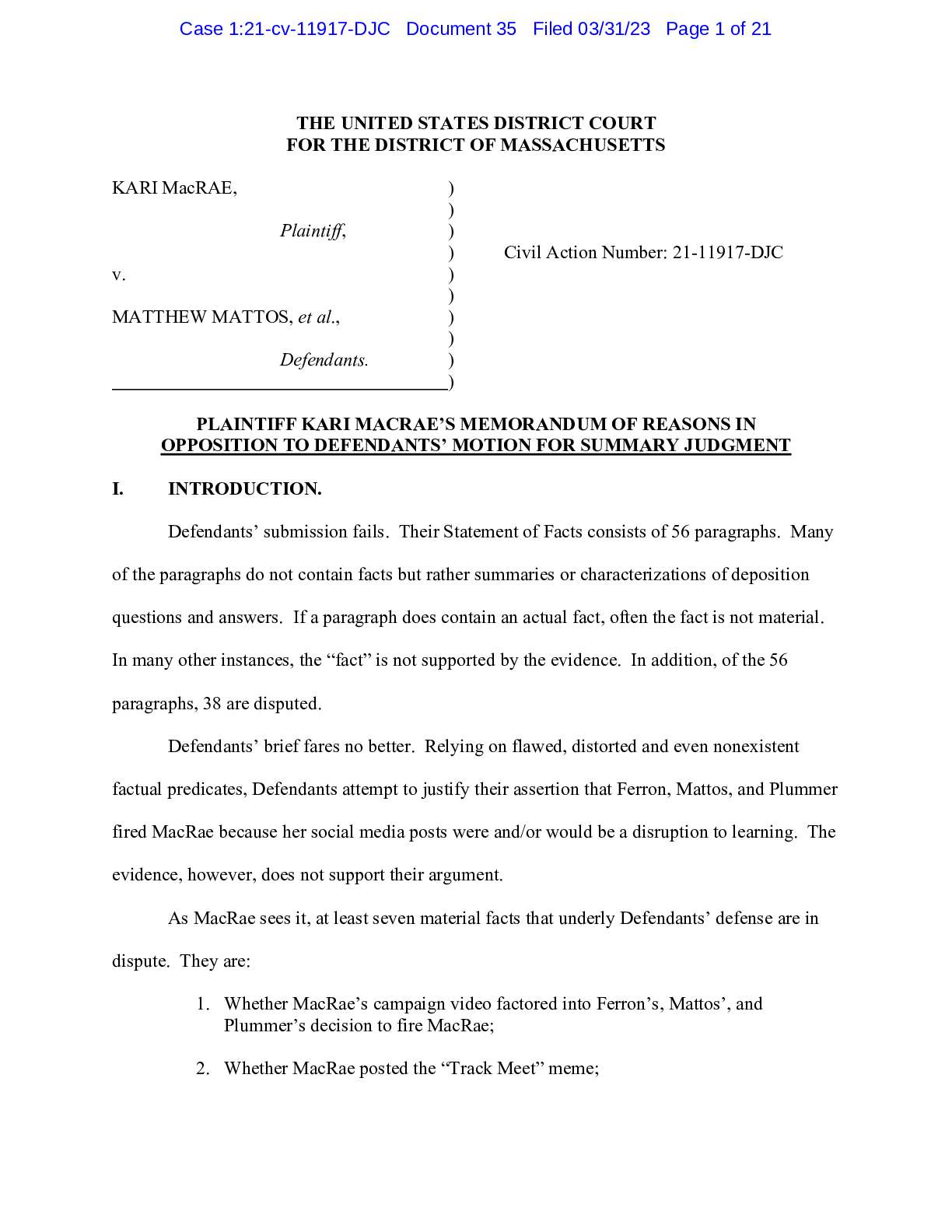 MacRae v. Mattos Brief 11917