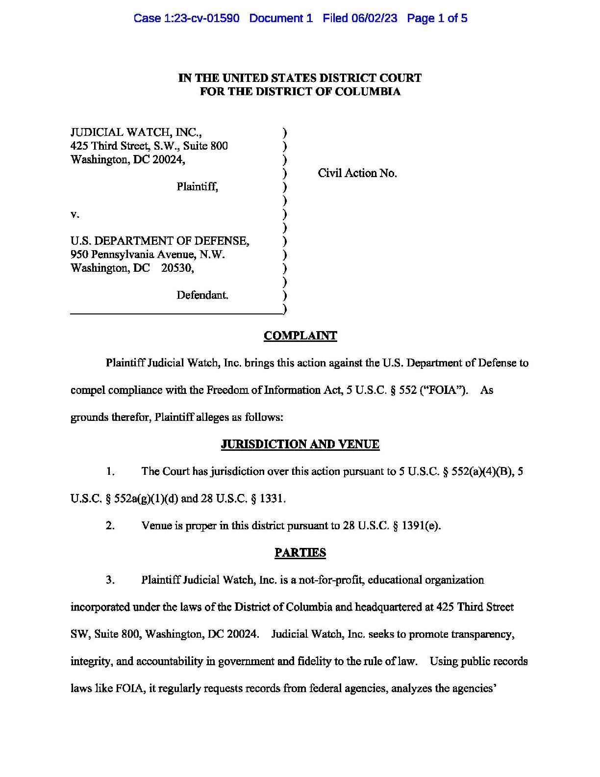 JW v. DOD Anna Paulina Luna complaint 01590