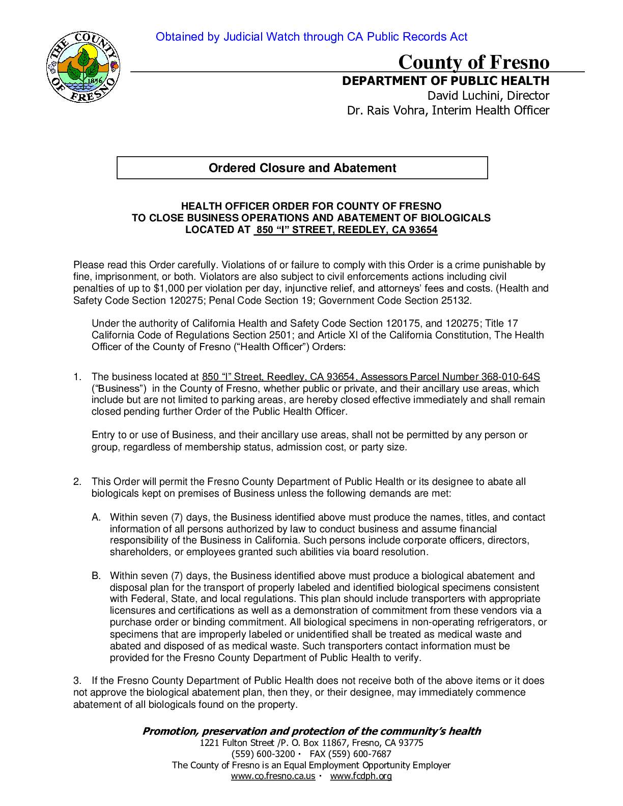 Fresno Chinese Labs California Public Records Act 2023 pgs 6-8