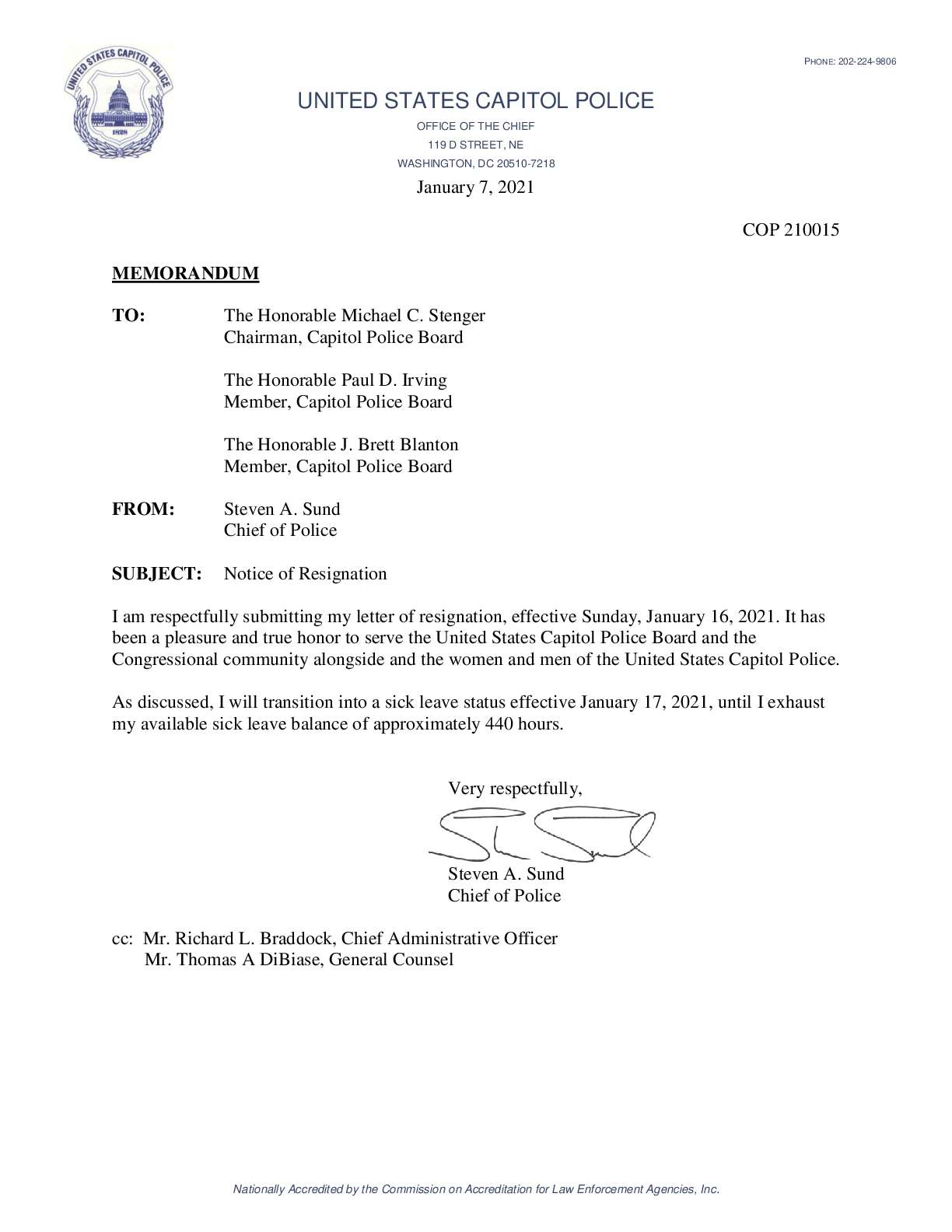 JW v US Capitol Police Resignation Chief Steven Su...