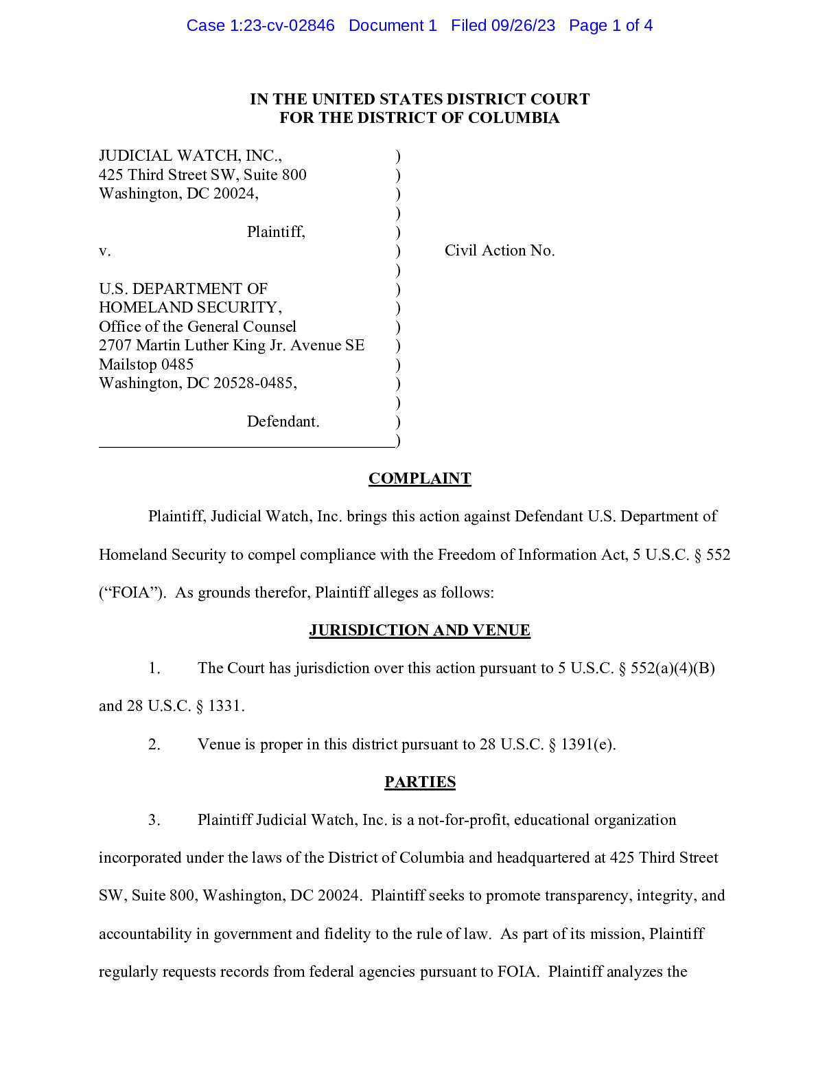 JW v DHS Robert Kennedy complaint 02846