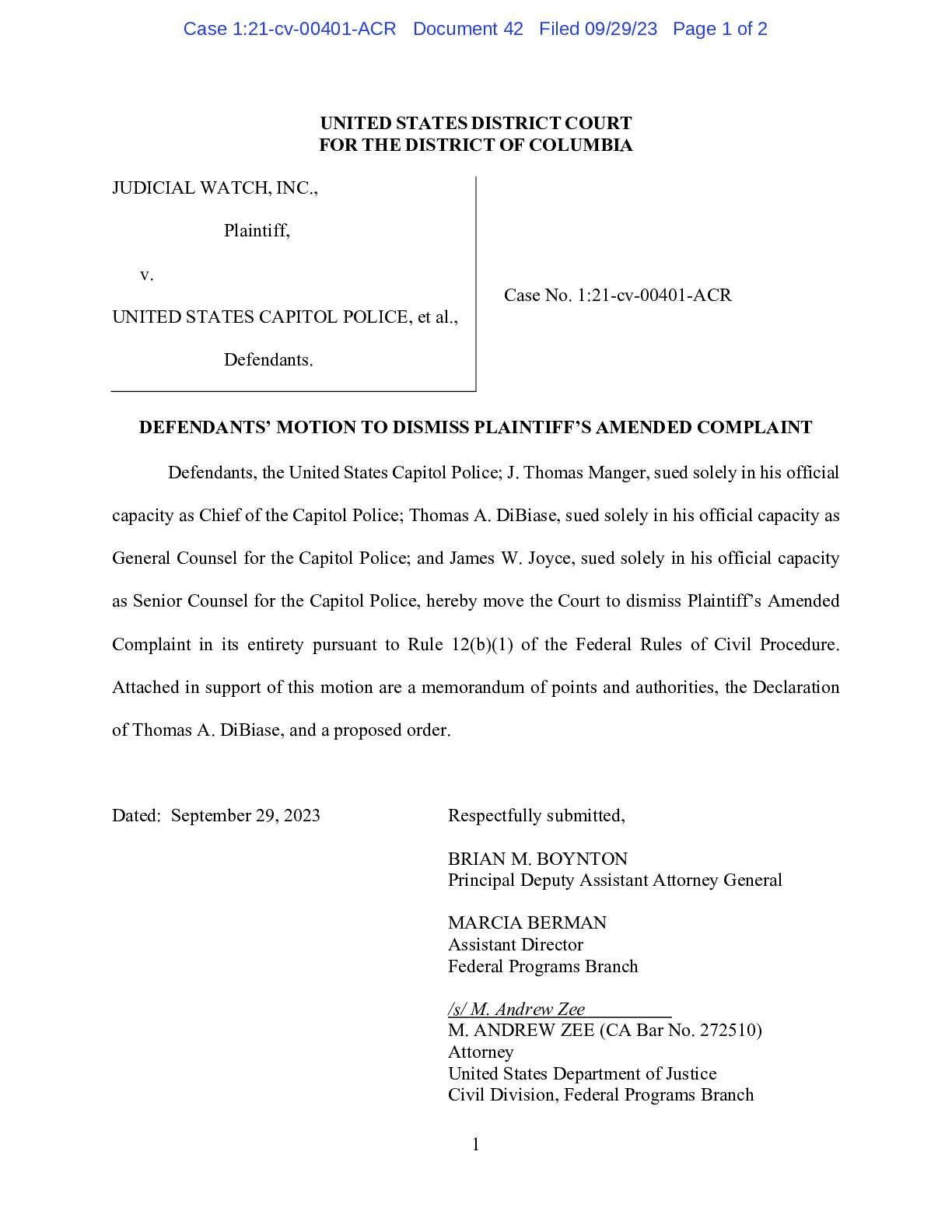 JW v Capitol Police MtD 00401