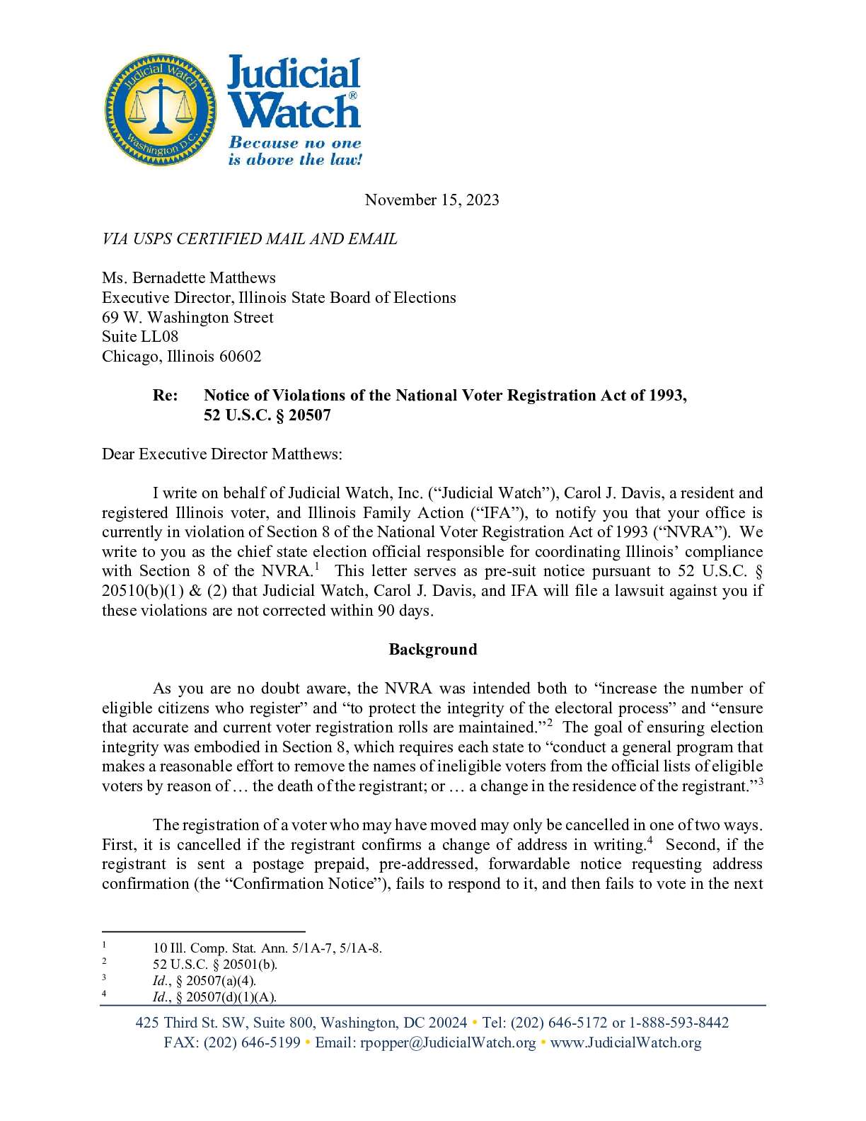 NVRA IL Notice of Violation November 2023
