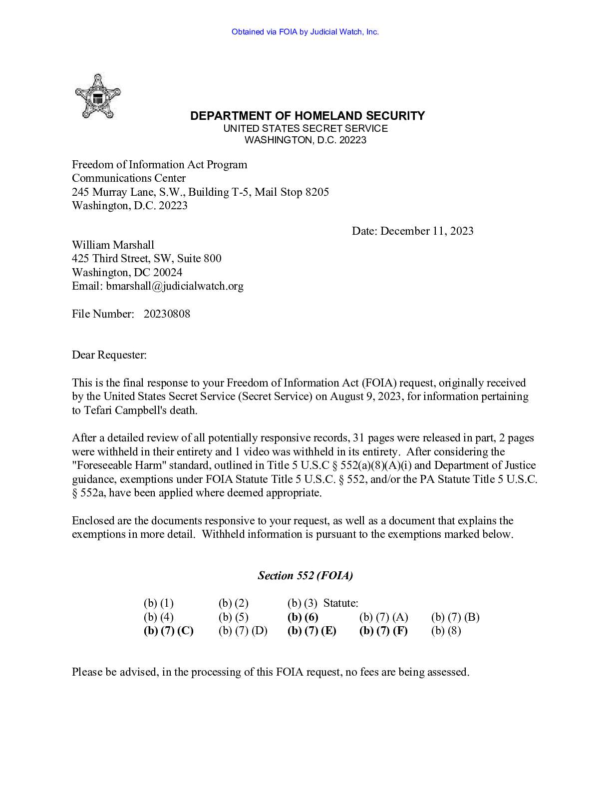 JW v DHS Secret Service Obama Chef records 03194