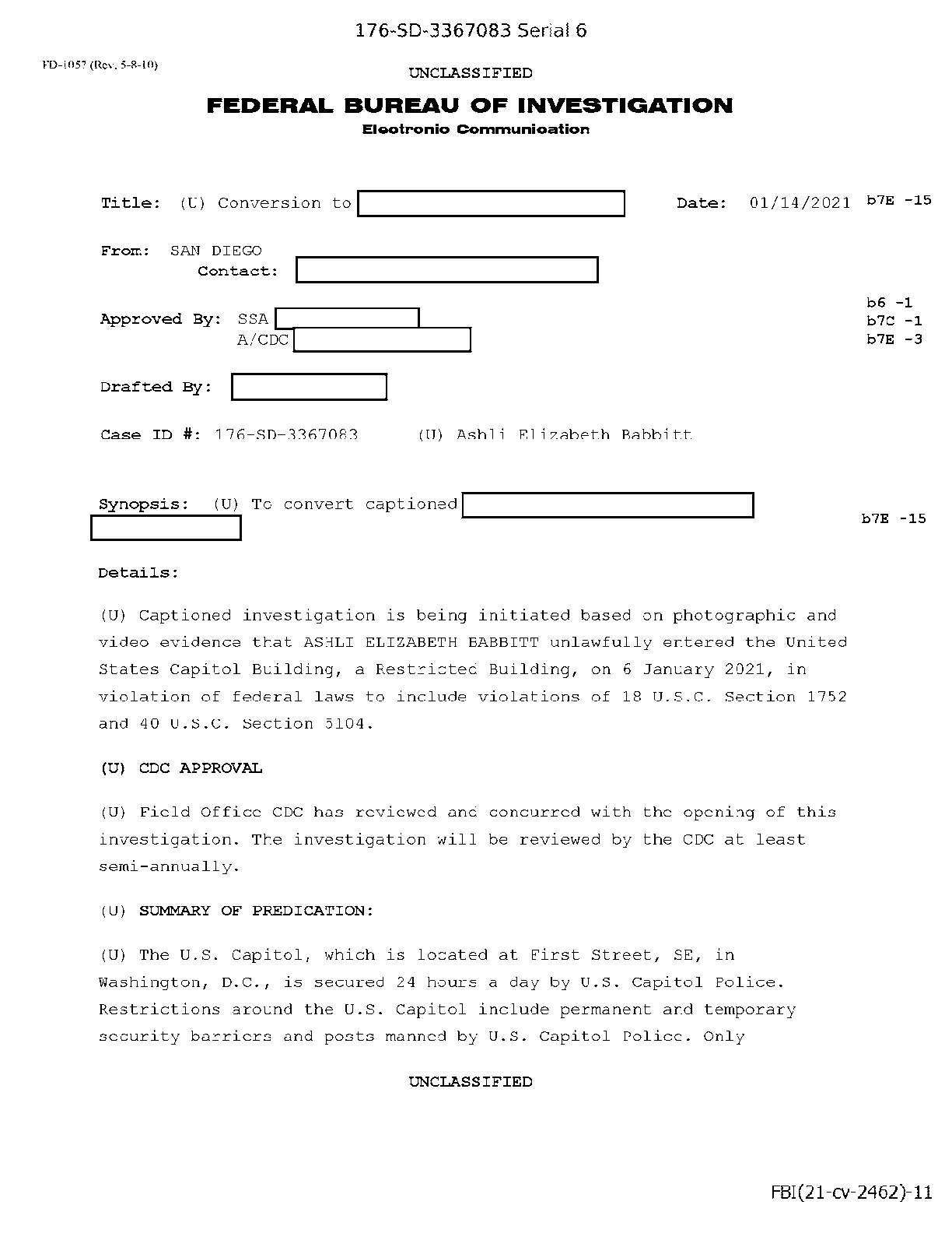 JW v DOJ FBI Ashli Babbitt records 02462 pgs 13-17