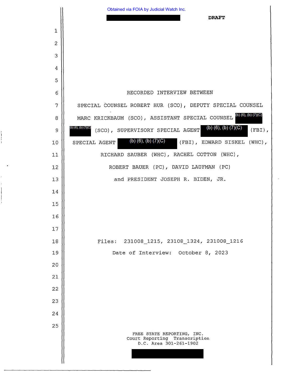 Biden-Hur Interview Transcripts Oct 8, 2023 00700 ...