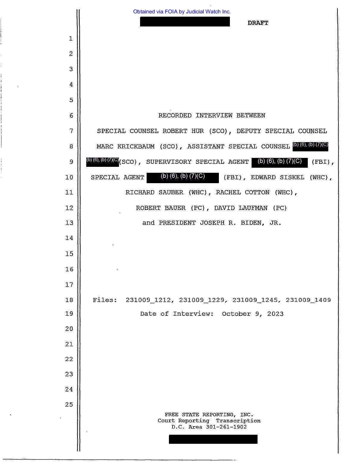 Biden-Hur Interview Transcripts Oct 9, 2023 00700 ...