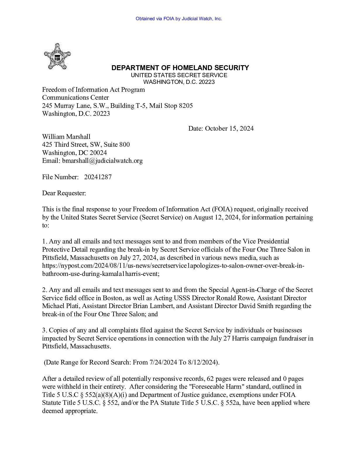 JW v DHS Pittsfield break-in records 02750