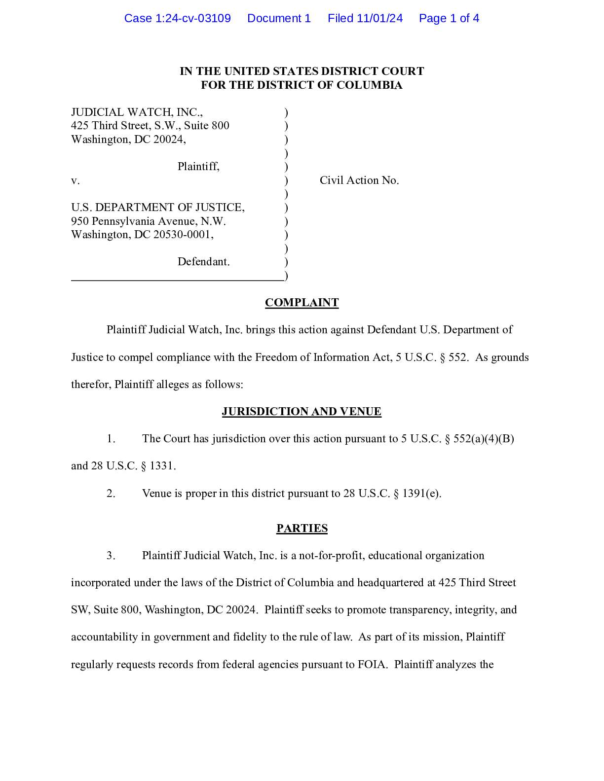 JW v DOJ VRA complaint 03109
