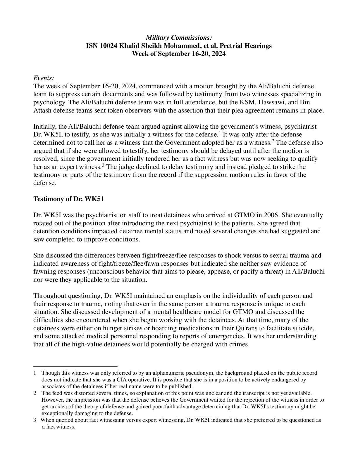 Sept 16-20, 2024 KSM, et al., Pre-Trial Hearings
