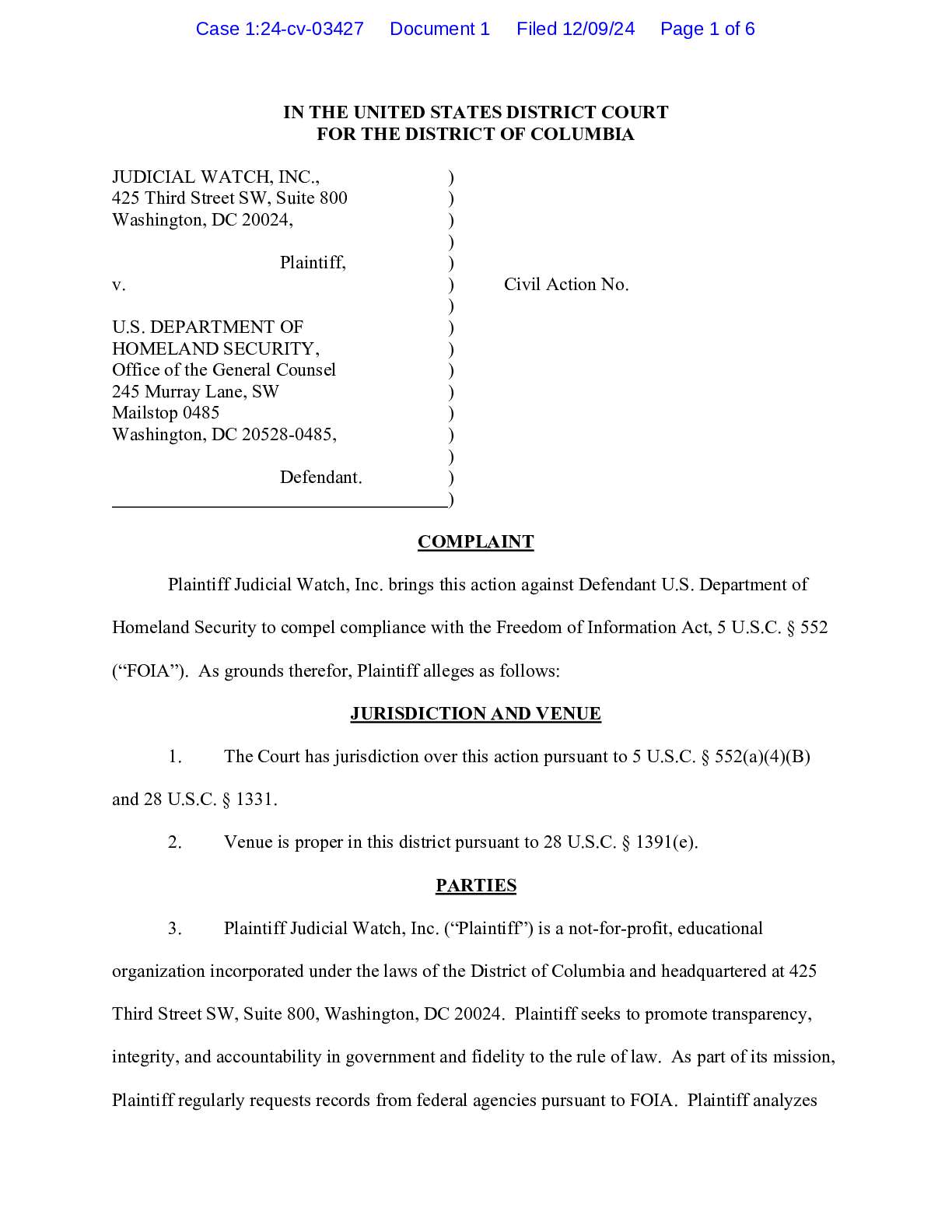 JW v DHS Tulsi Gabbard complaint 03427