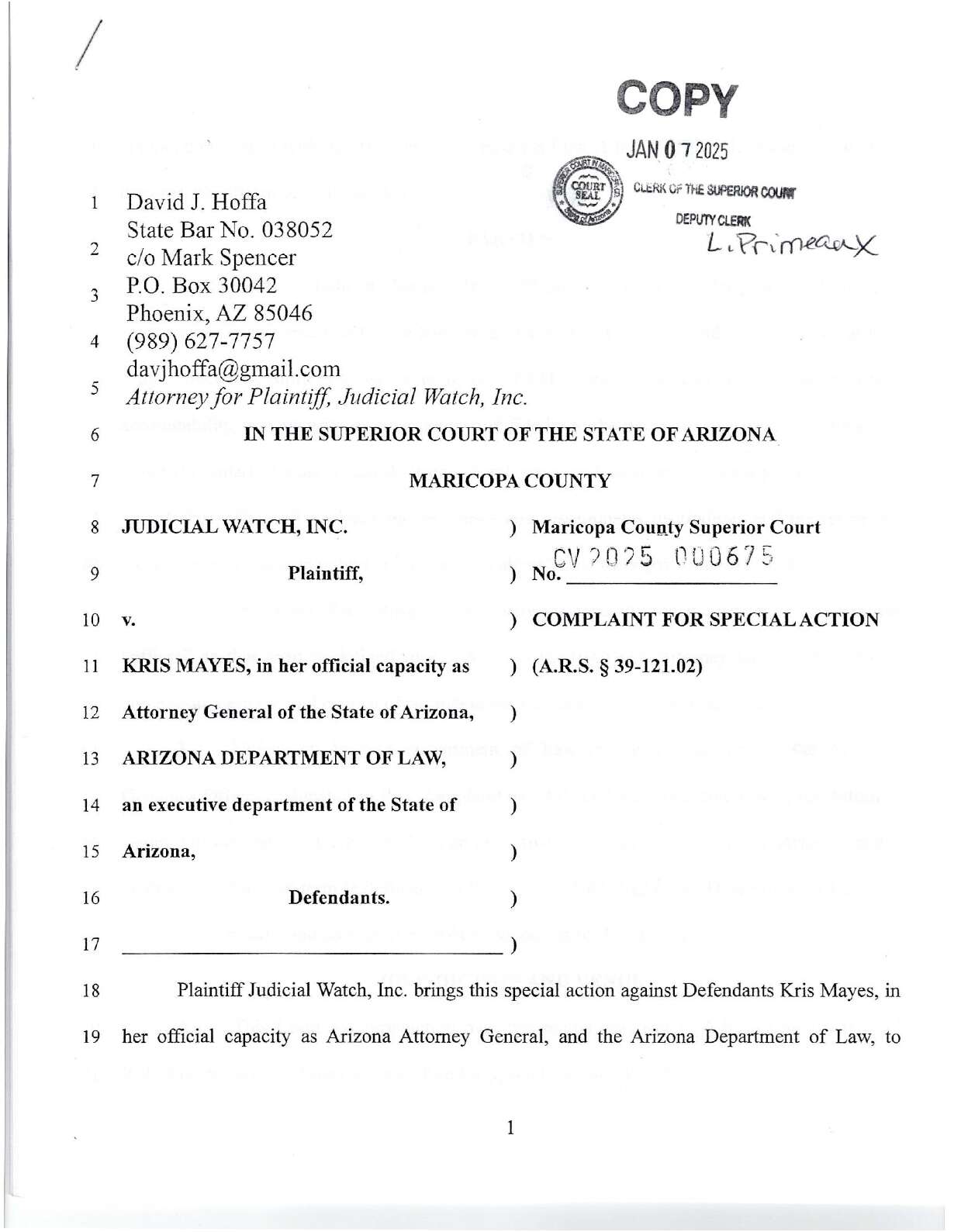 JW v Kris Mayes et al. AZ Trump Comment Investigat...