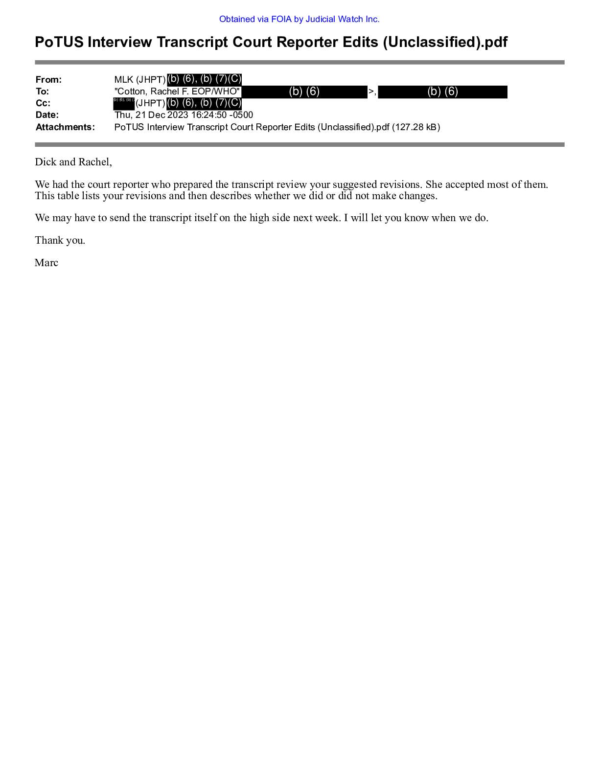JW v DOJ Biden Hur Interview records 00700 pg 15
