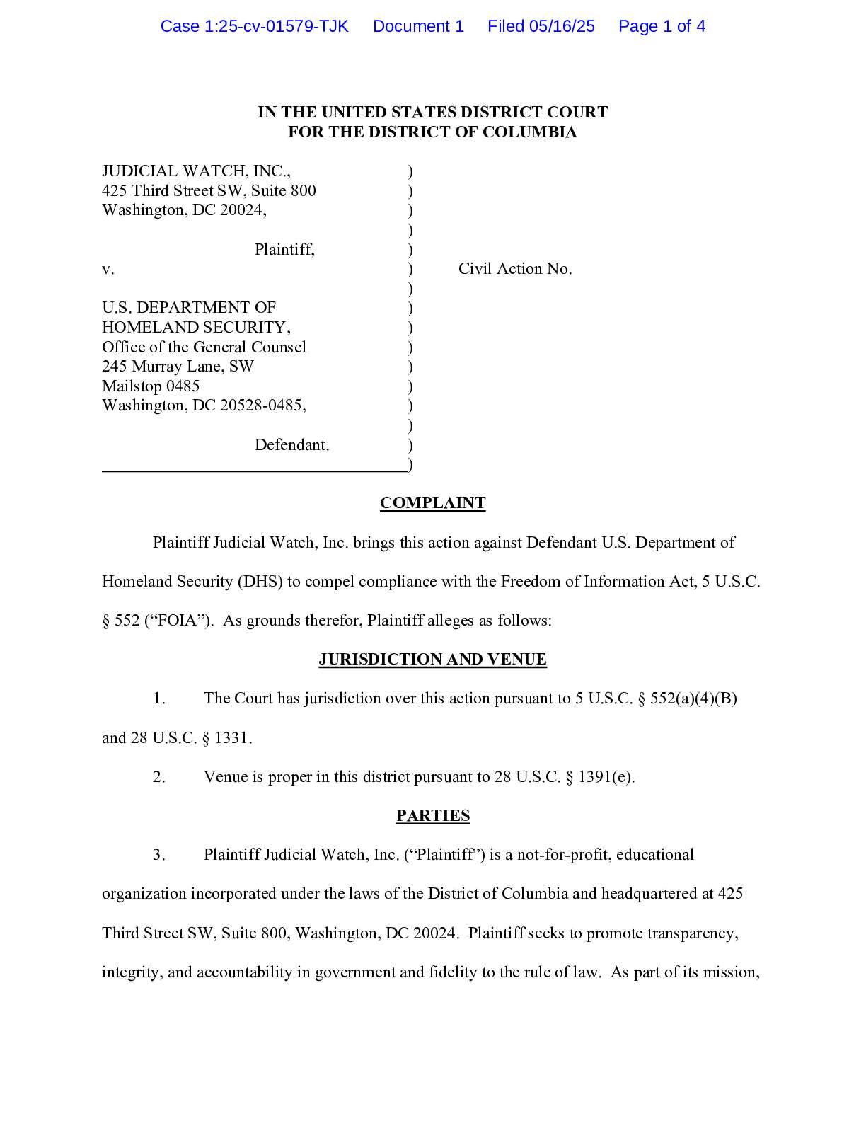 JW v. DHS FEMA complaint 01579