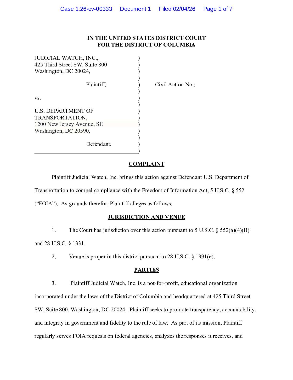 JW v Transportation Truckers complaint 00333