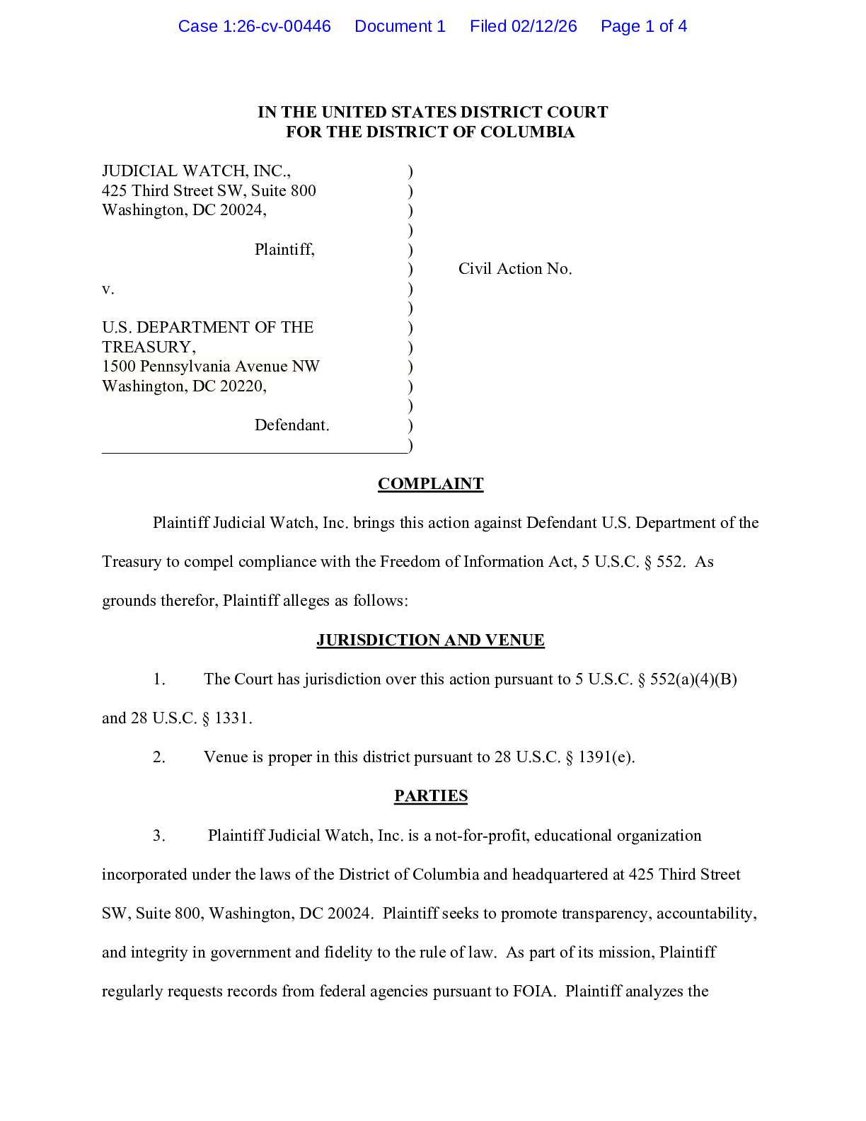 JW v Treasury Sec Summers complaint 00446