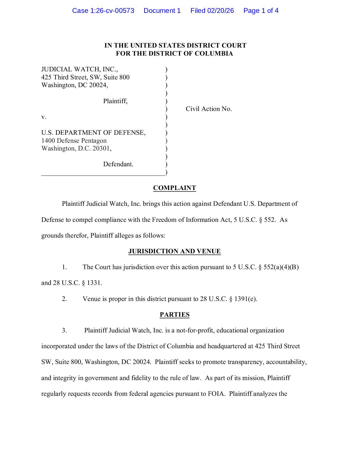 JW v. Dept of War Marwan complaint 00573