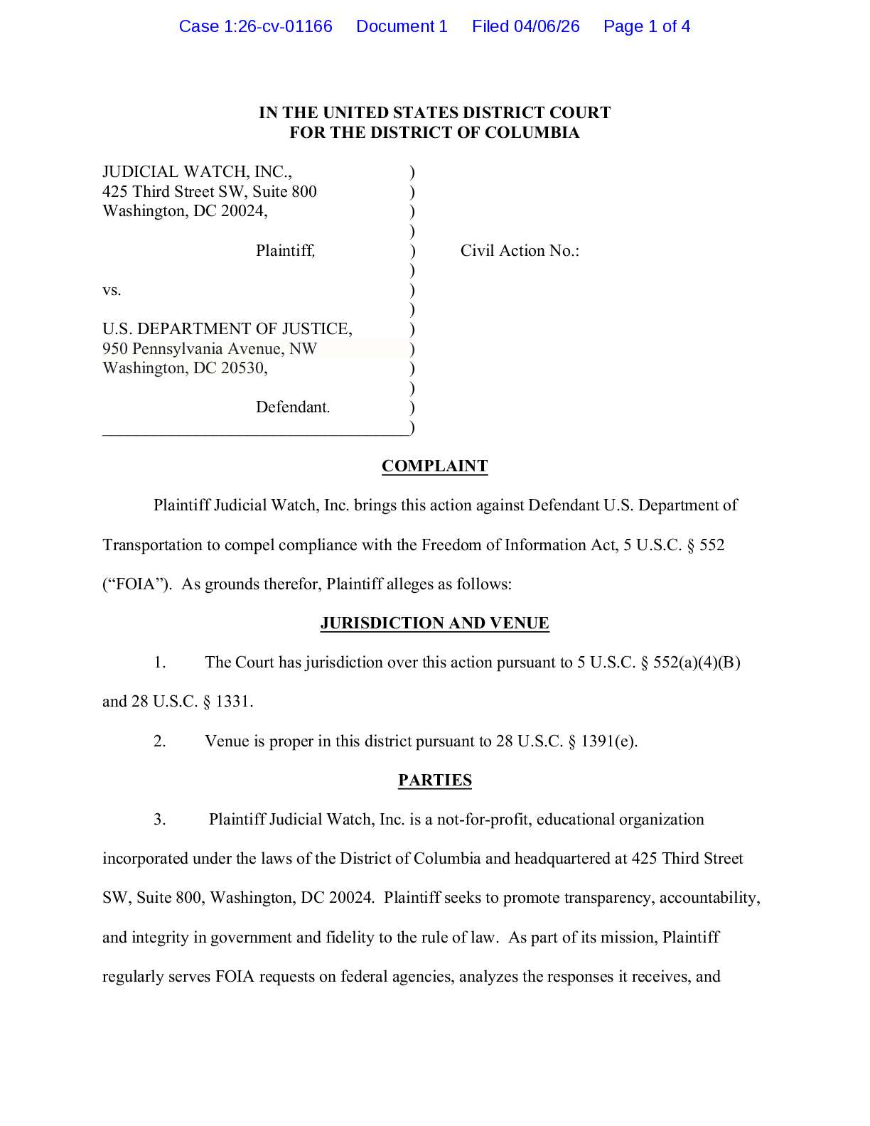 JW v DOJ Museum of the Cross complaint 01166