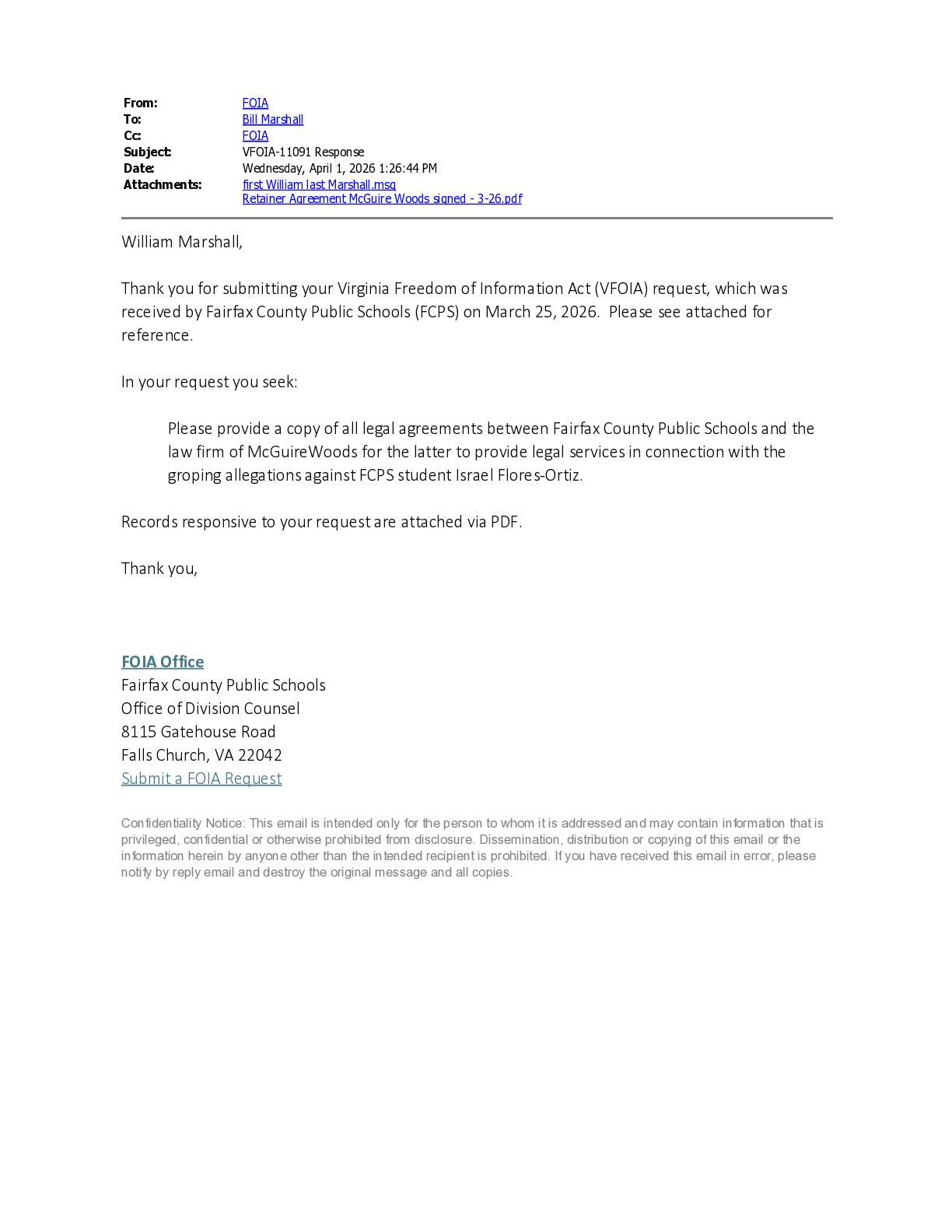 FCPS FOIA Responsive records